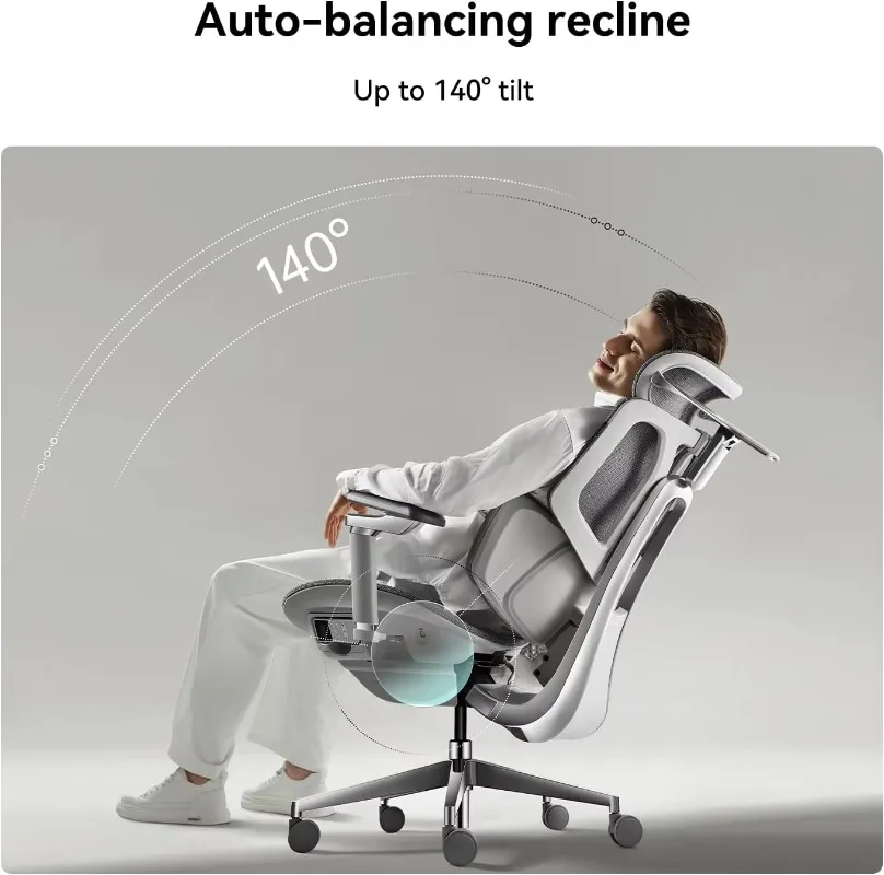 

Эргономичное офисное кресло Hbada X7 с полностью автоматическим отслеживанием положения талии, регулируемой подставкой для головы, 720-градусным регулируемым подлокотником, поворотным механизмом, серого цвета.