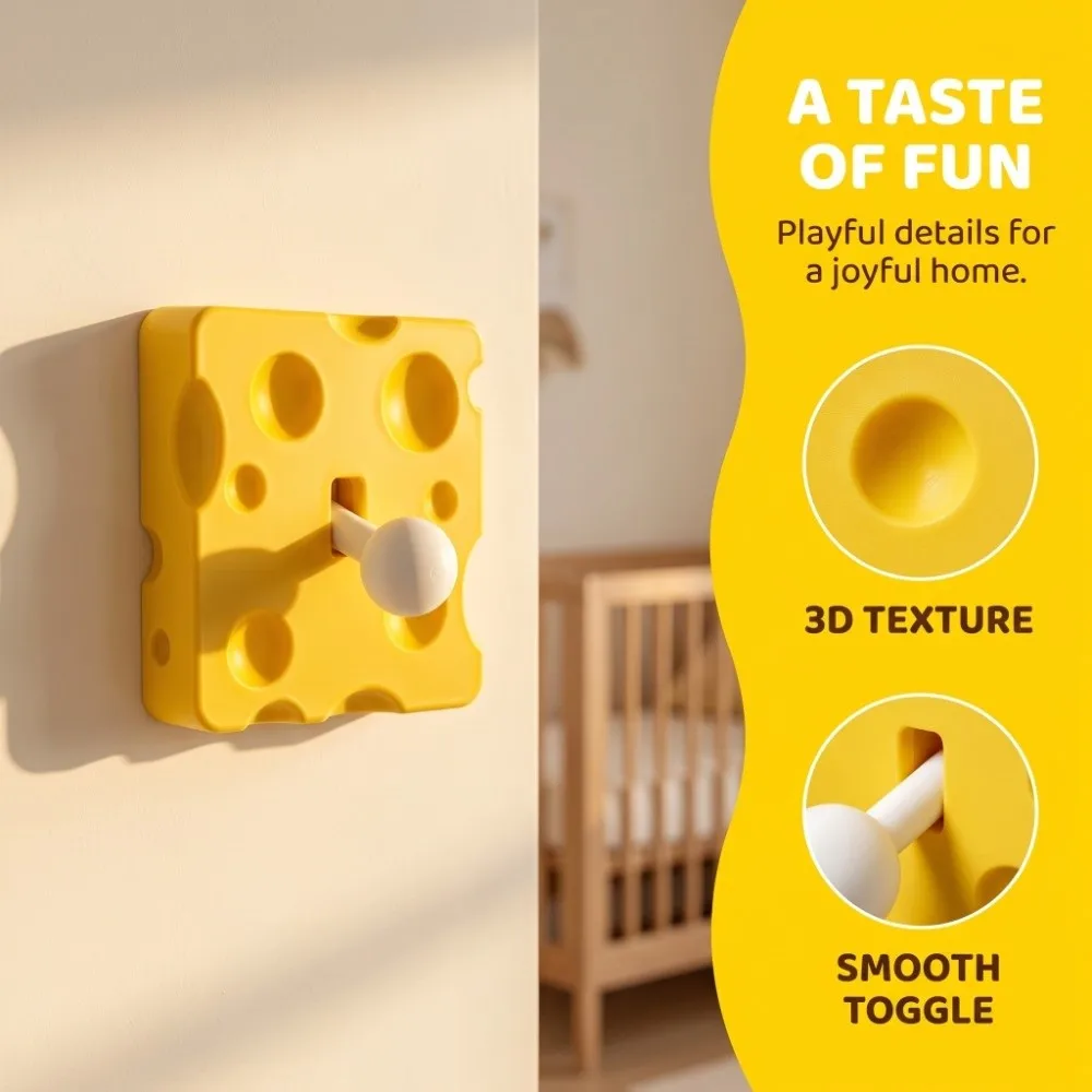 Wall Switch Accessories Cheese Shaped Switch Cover 86-Type Decorative Switch Panel 3D Printed Retro Light Switch Plate Bedroom