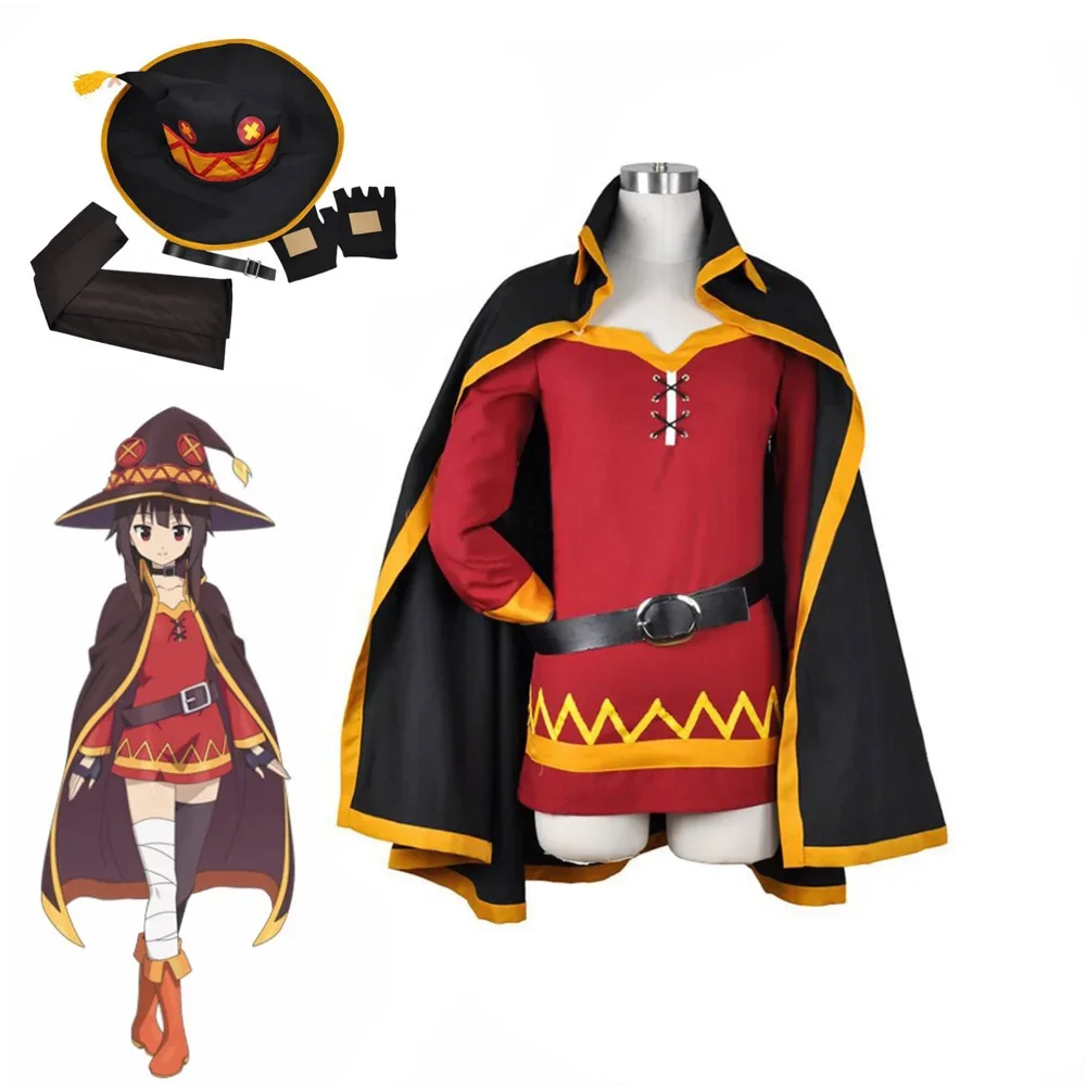 

Konosuba God's Blessing On This Wonderful World Megumin Cloak Dress Uniform Outfit Anime Cosplay Halloween Costumes