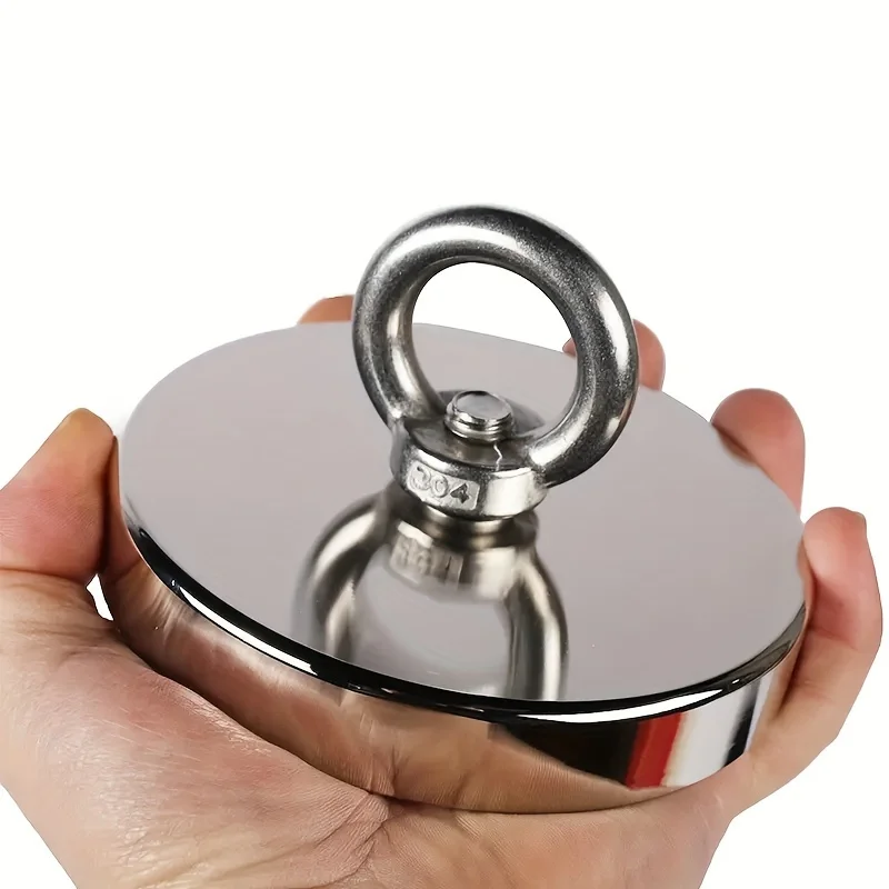Superstark Neodym-Magnete mit 304 Edelstahl-Ösenschrauben, Hochleistungs-Bergungsmagnete, geeignet für Metallrecycling.