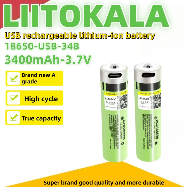 

1-30pcs Liitokala USB-34B 18650 3.7V USB Rechargeabl Lithium-ion Batter 3400mAh High Capacity for Flashlight Electric Mouse Toys