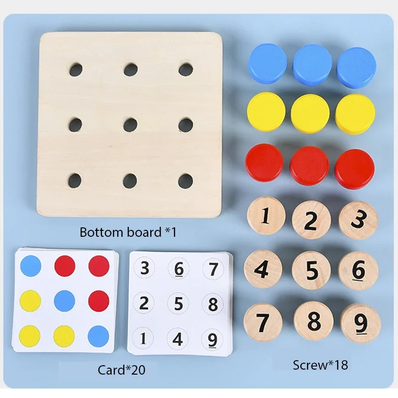 Wooden Tighten The Screws Matching Challenge Table Game Montessori Color Number Cognition Pairing Educational Toys Gifts