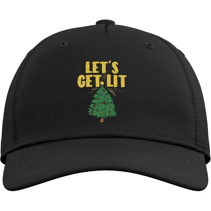 Lets Get Lit Christmas Funny Xmas Tree Adult Gift Adjustable Baseball Hat