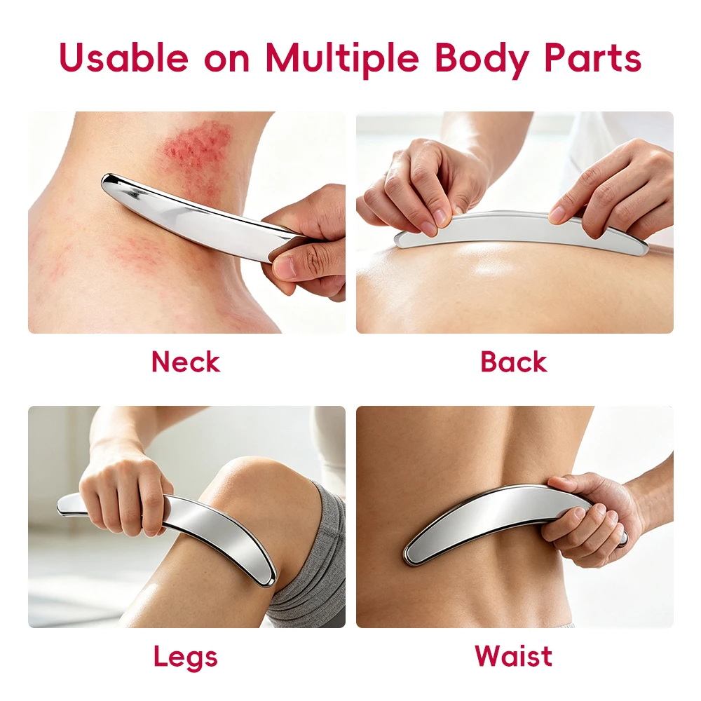 1pc Polished Stainless Steel Gua Sha Fascial Knife Set, Full Body Muscle Release Scraping Massage Tools