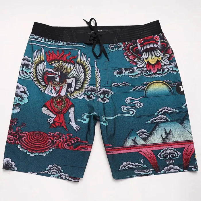 

Мужские шорты для серфинга, быстросохнущие, свободного кроя, пляжные брюки из полиэстера и спандекса, с низкой талией, с принтом, повседневная пляжная одежда E832