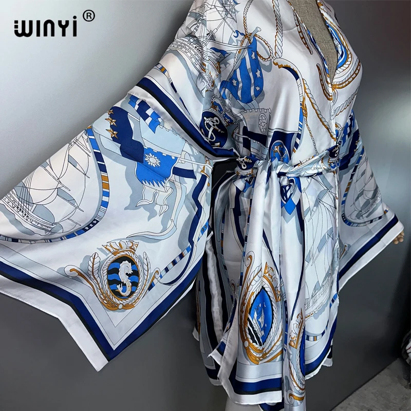 WINYI verano BOHO estampado playa cubrir mujeres africanas boho Cardigan vacaciones boho ropa sexy Kimono vestidos para mujer