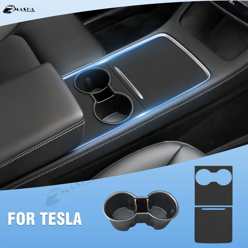 

Center Console Cover Protector Central Control Wrap Panel Sticker For Tesla Y 2021- 2023 Model Y/3 Water Cup Mat Coasters Slots