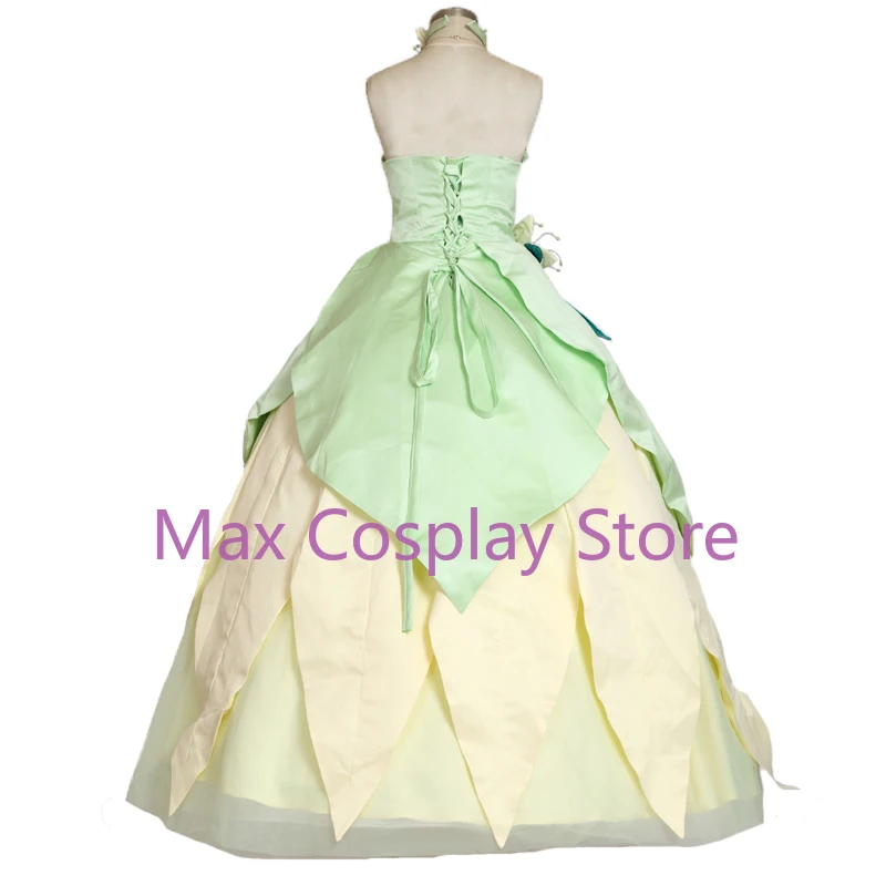 Max Cos Tiana Cosplay Costume Halloween Costumes for Women Adult Princess Tiana Costume Fancy Tiana Dress