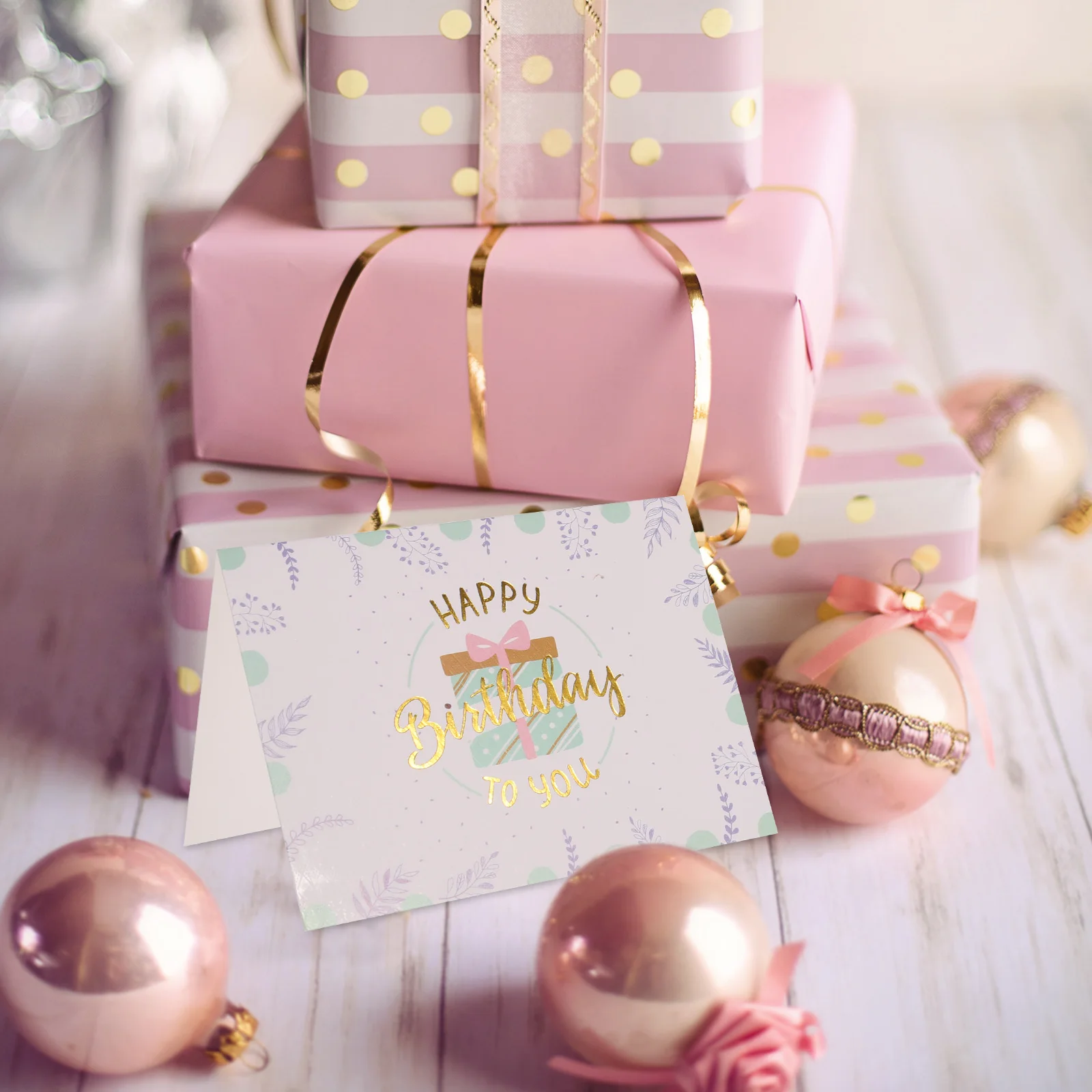 

40 Pcs Birthday Card Party Decorations Flowers Greeting Cards Stickers Elegant Happy with Envelope