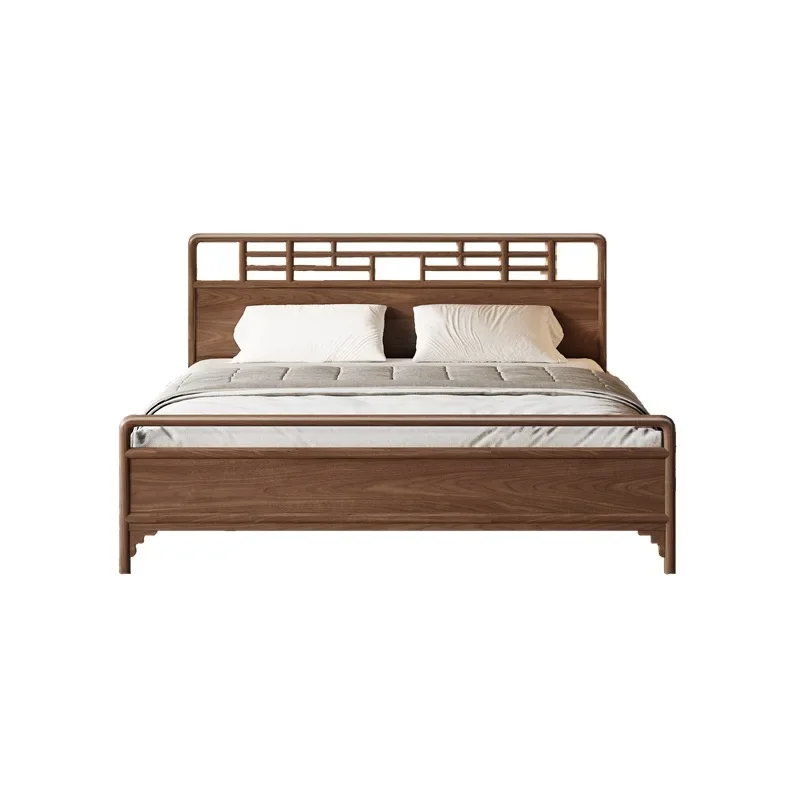 New Chinese-style North American black walnut solid wood double bed 1.8 bed, Song-style aesthetic bed and breakfast