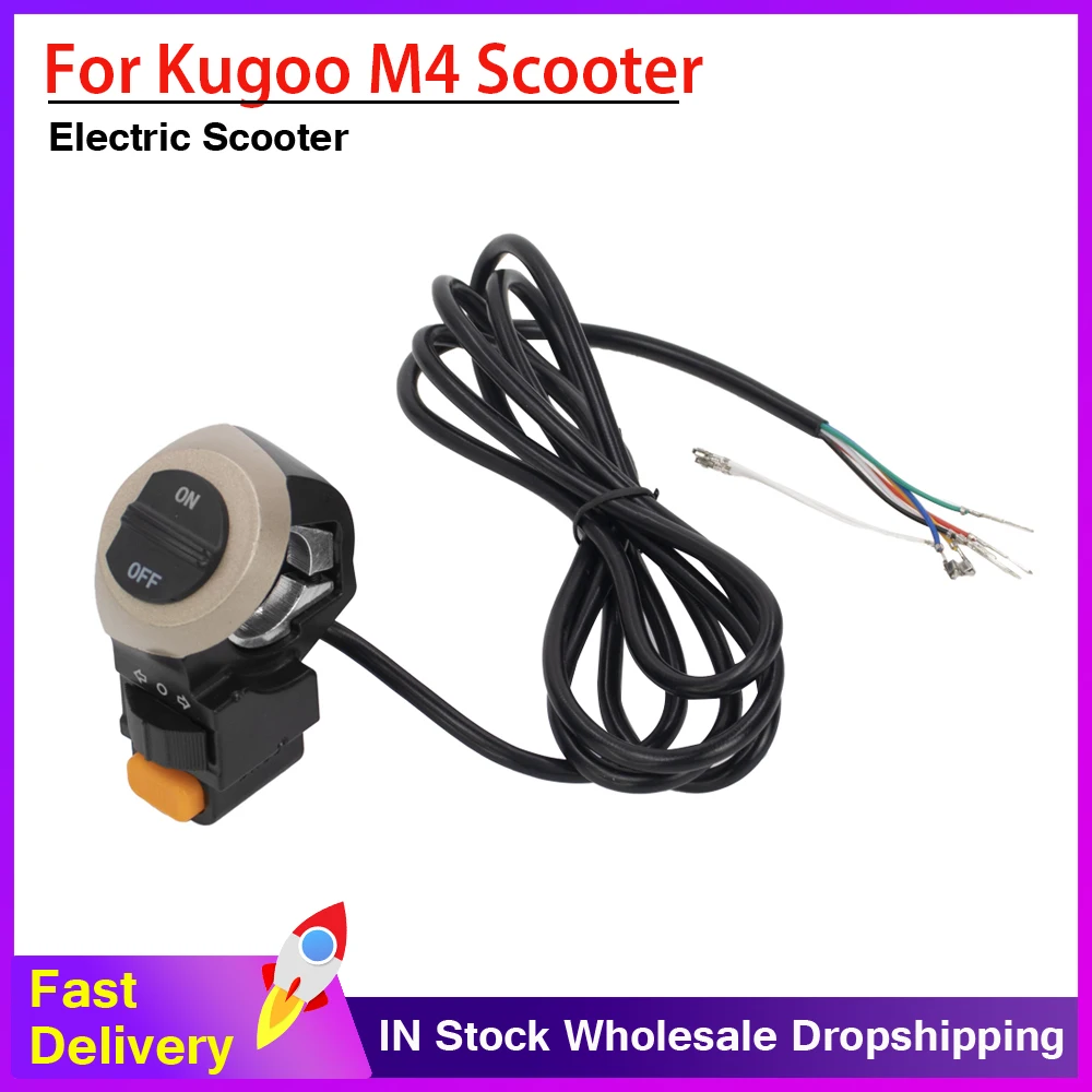 Electric Scooter Power Switch Assembly Power Switch for Kugoo M4 E-Scooter Headlamp Horn Turn Signal 3 In 1 Accessories