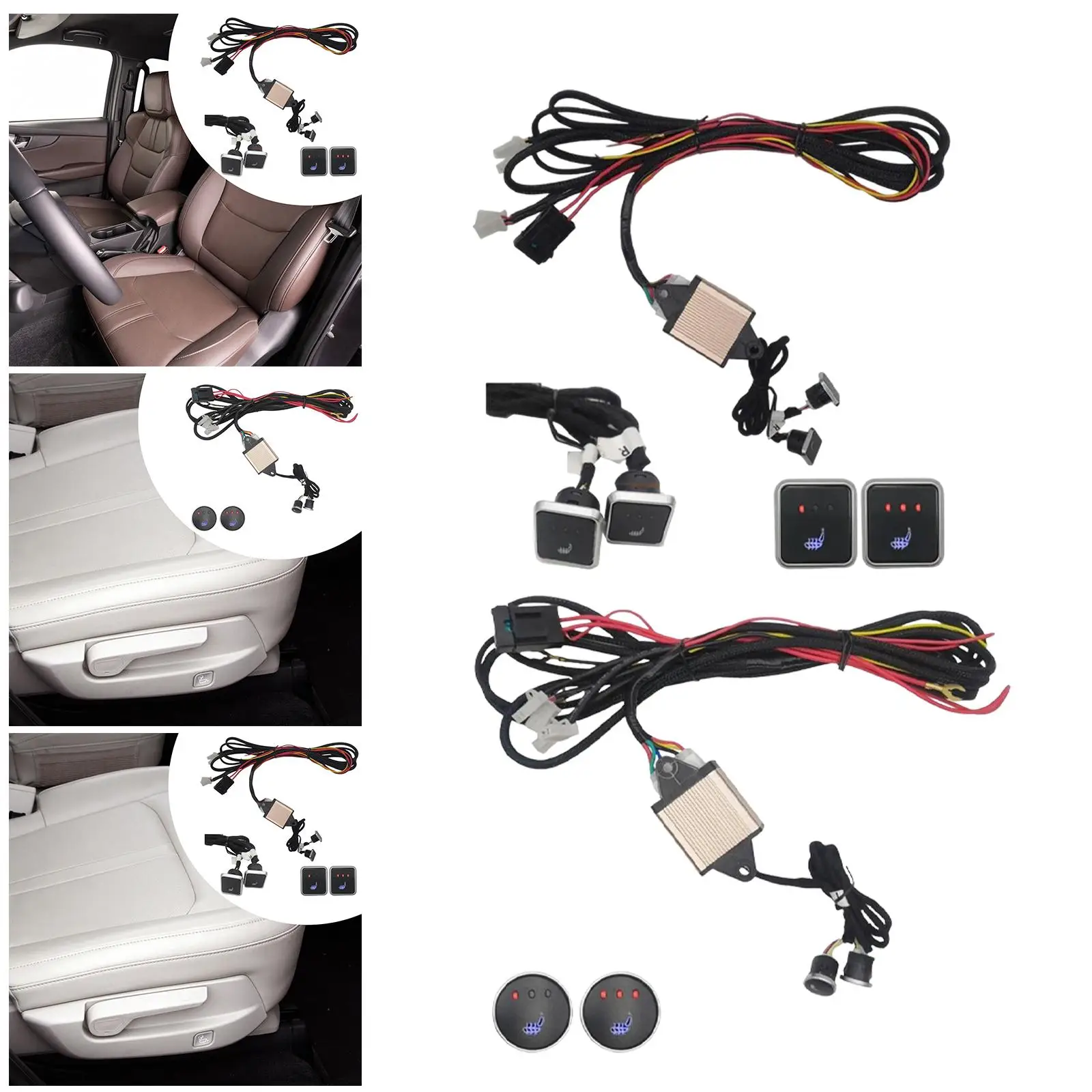 

Universal Car Seat Heater Switch Three Gear Control PP Plastic Panel Easy Installation for Two Seat Applications