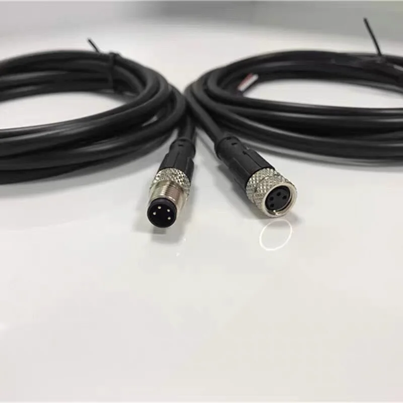 Connector M8 straight head elbow aviation plug 3-core 4-core male female head sensor with wire waterproof IP67