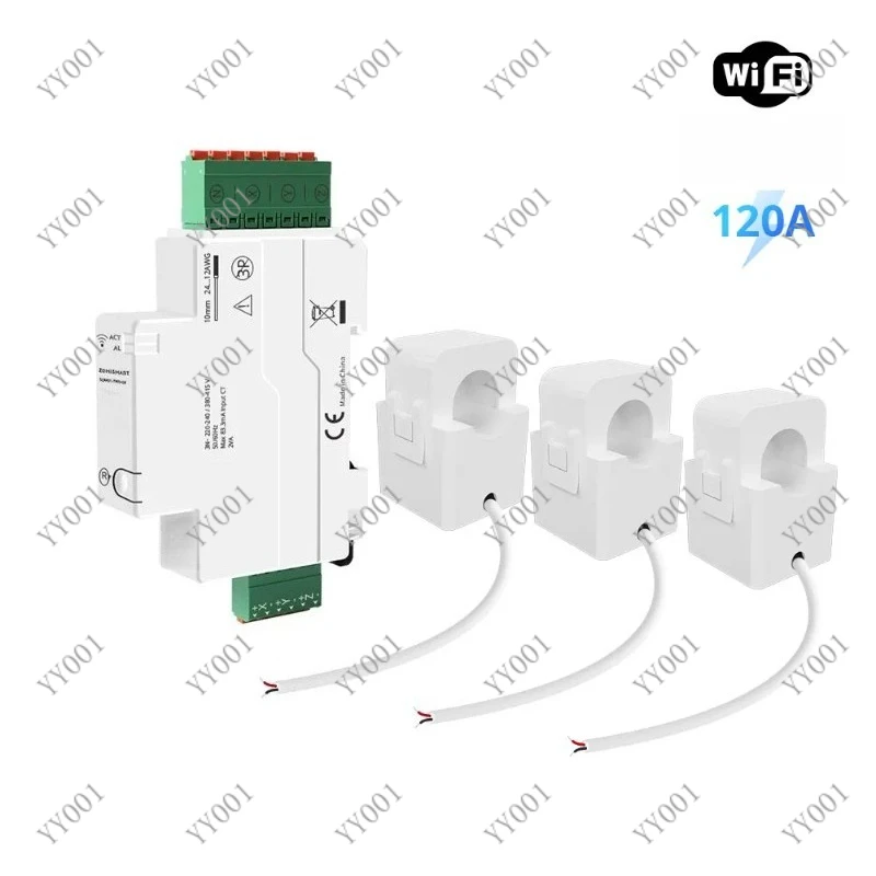 WiFi Real-Time Energy Monitor 3P 120A Smart Power Meter Compatible with Smart Life App