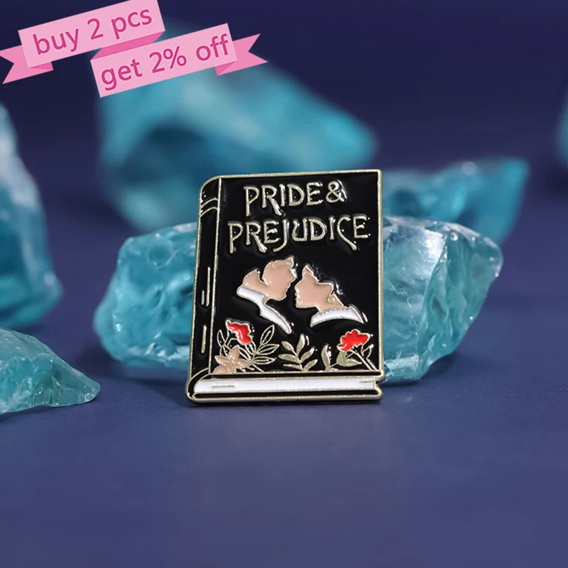 Pride Prejudice Book Enamel Pins Custom Romantic Drama Film Novel Brooches Lapel Badges Punk Gothic Jewelry Gift for Friends