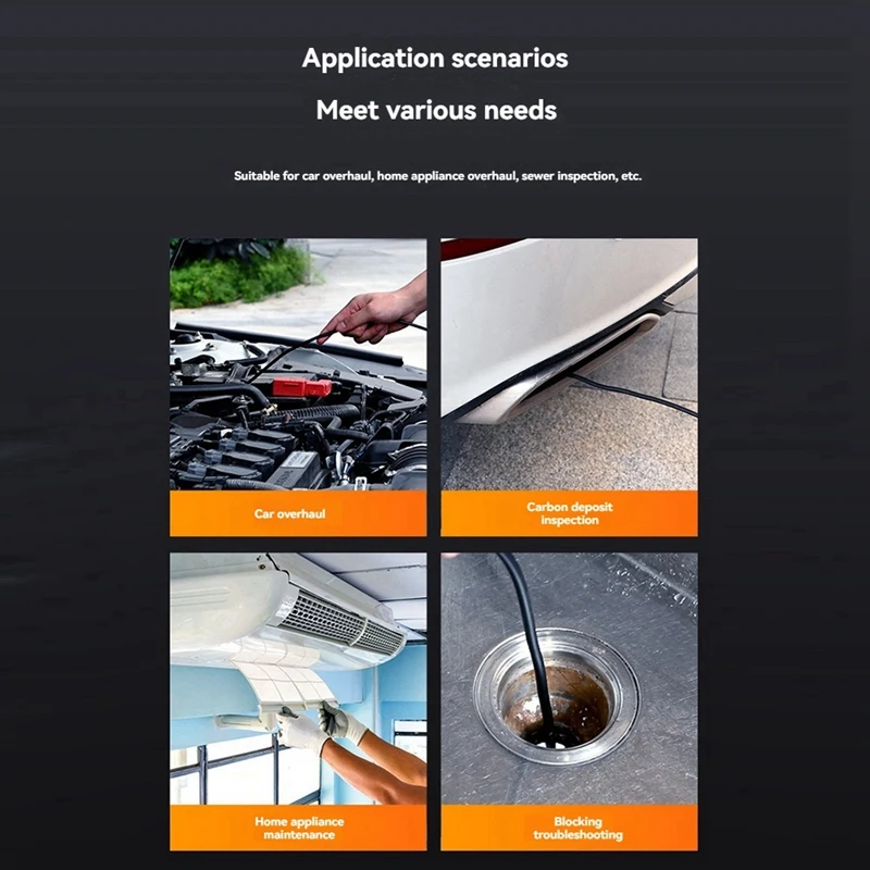 Endoscope Camera 4.3 Inch Lens HD 1080P Car Inspection Borescope IP67 Waterproof Sewer Camera With LED