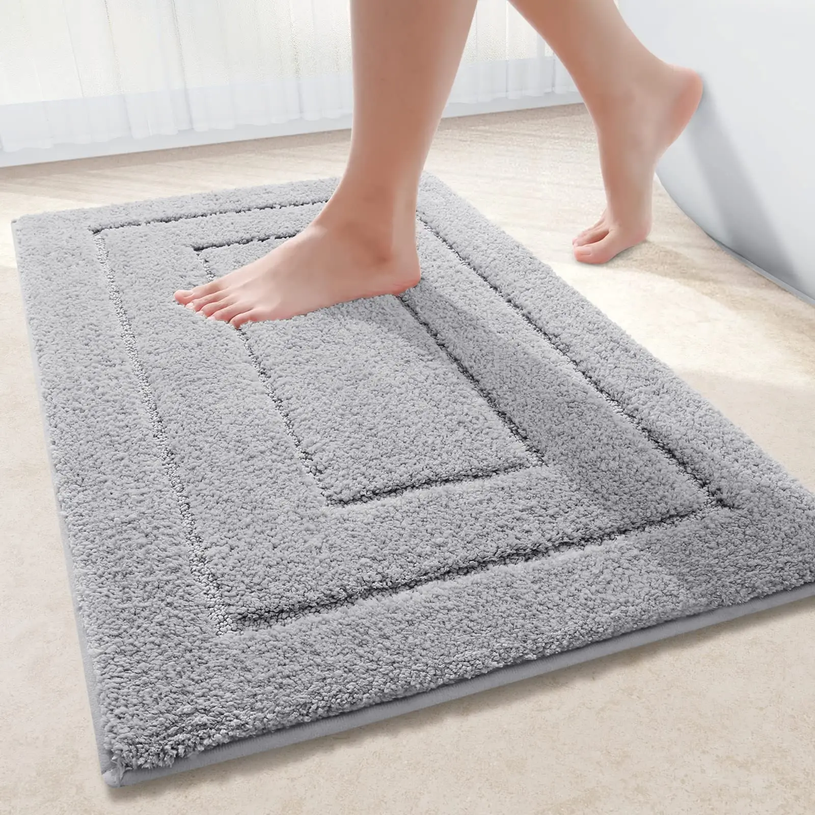 Non-Slip Shaggy Bathroom Rugs, Soft and Absorbent Microfiber Bath Rugs, Machine Wash Dry Bath Mats for Floor, Tub Tub