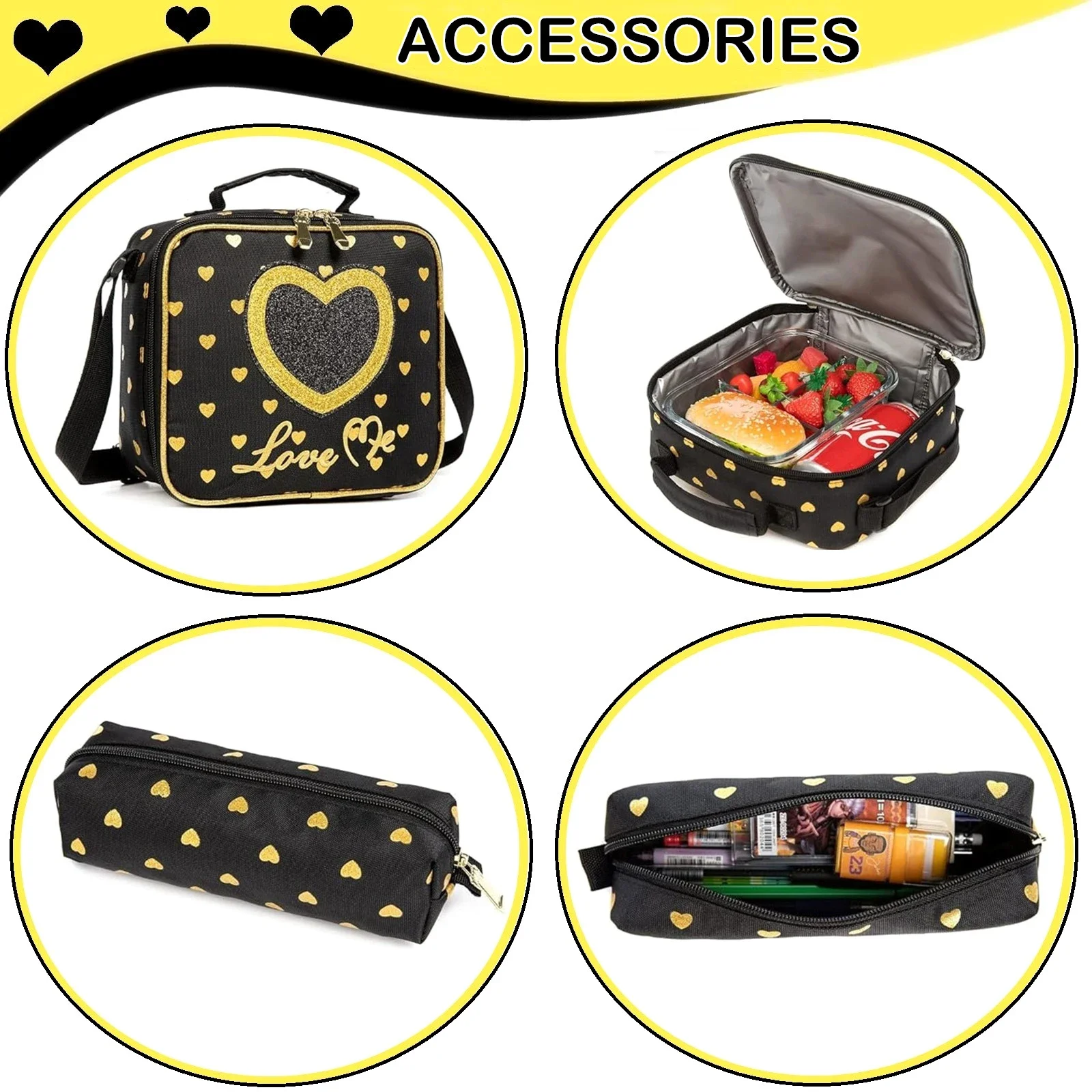 BunnyFly Kids Rolling Backpack Set with Lunch Box Girls School Trolley Bag Lightweight Wheeled Luggage for Elementary Students