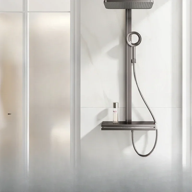 

Gun gray constant temperature shower set household shower faucet pressurization minimalist.