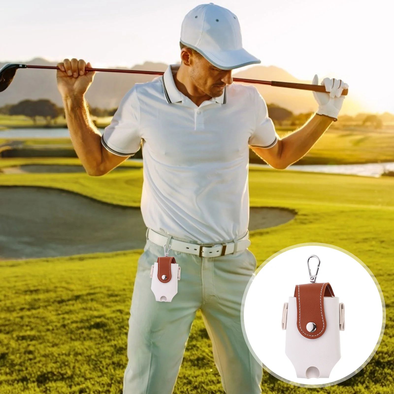 

2Pcs Golf Ball Bag Stable Wear-Resistant Outdoor Sports Storage Pouch Hanging Ring for Waist Golf Pole Portable Compact Ball