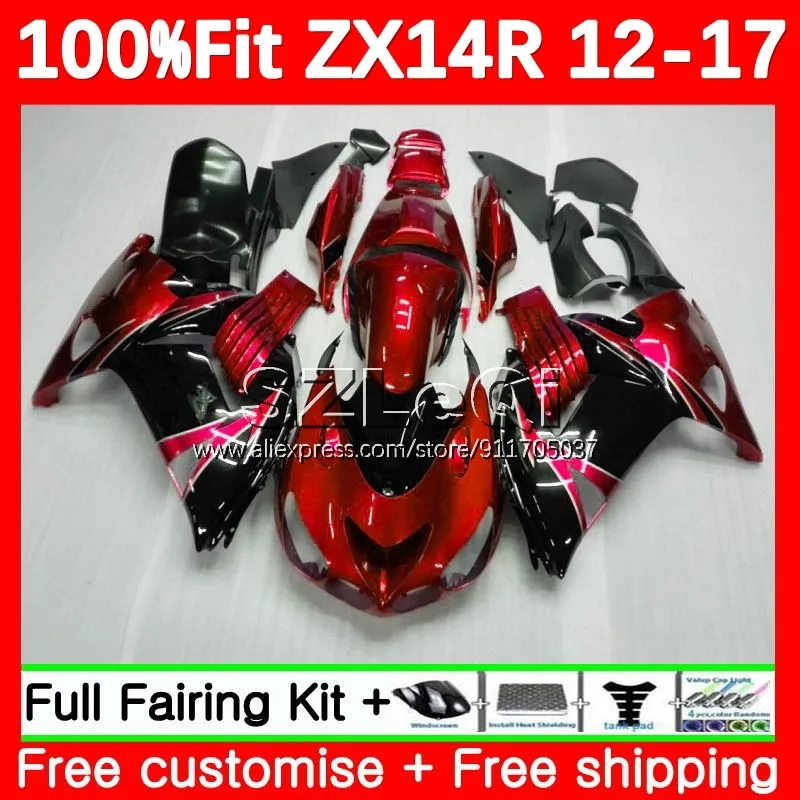 Pearl Red ZZR1400 For KAWASAKI NINJA ZX 14 14R ZX14R 12 13 14 15 16 17 118No.11 ZX-14R 2012 2013 2014 2015 2016 2017 Fairing