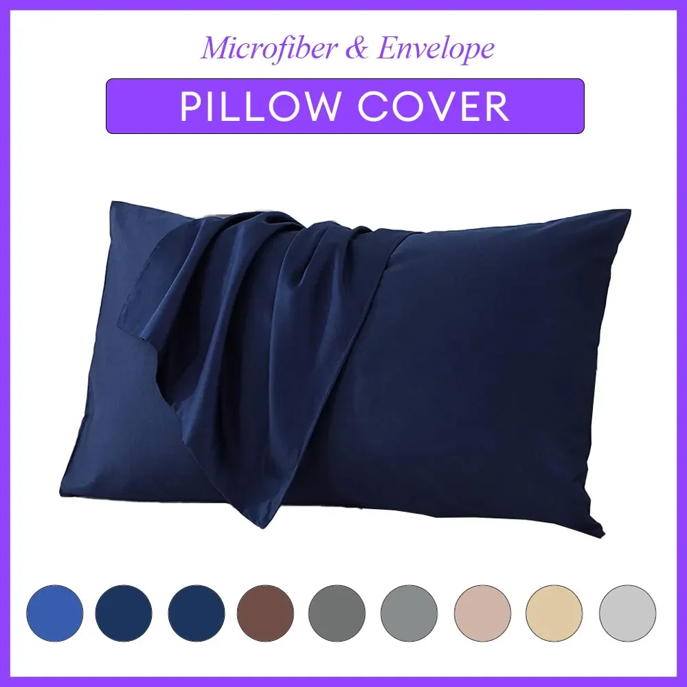 2pcs Microfiber Pillow Cases Soft Pillow Cover with Envelope Wrinkle Resistant & Washable