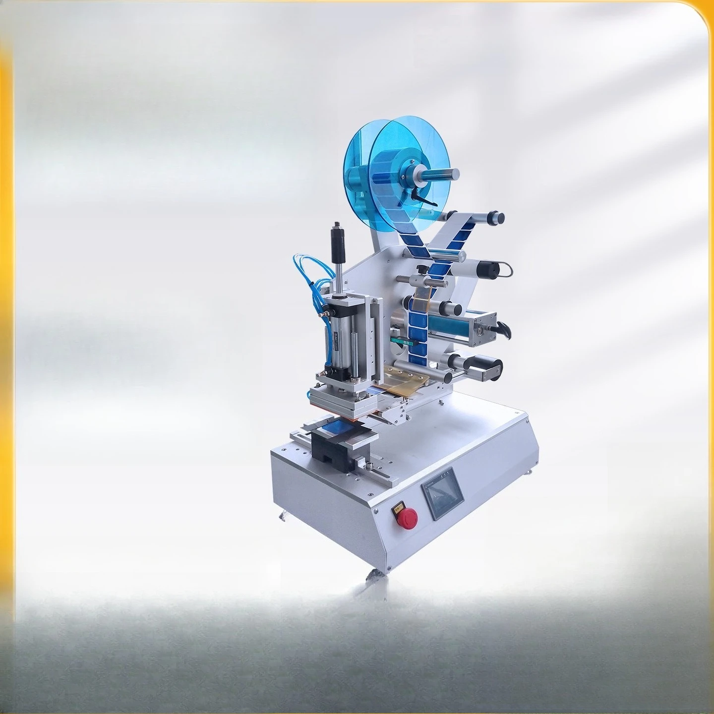Semi-automatic high-precision flat labeling machine, mobile phone battery labeling product, toy labeling