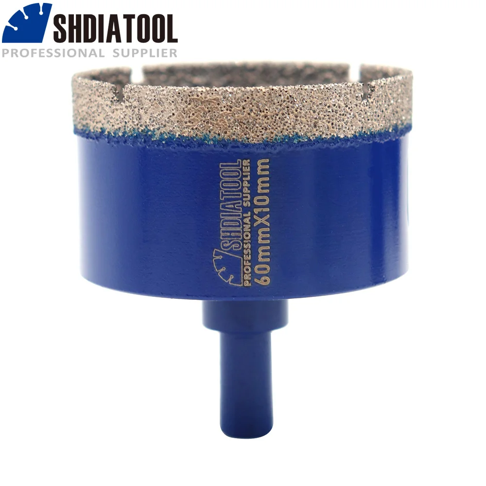 

SHDIATOOL 1pc Diamond Core Drill Bit 60MM Brazed Brill Triangular Shank Brazed Dry Drill Hole Saw Three Side Tile/ceramic Glass