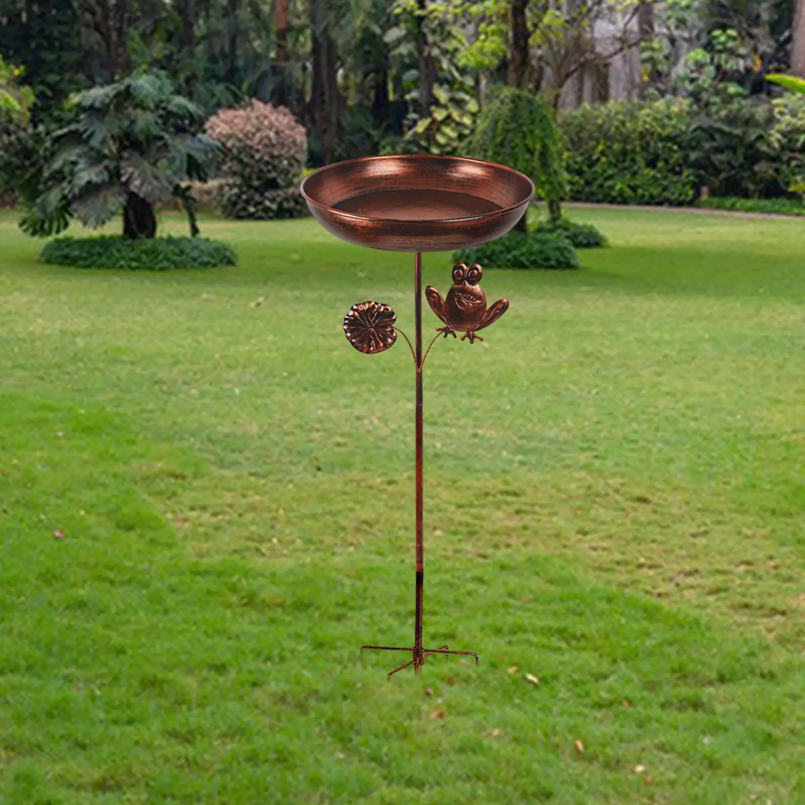 

Outdoor Bird Feeder Bird Bath Sturdy Decoration Metal Birds Bath Birdfeeder Bowl with Stake for Outdoor Yard Lawn