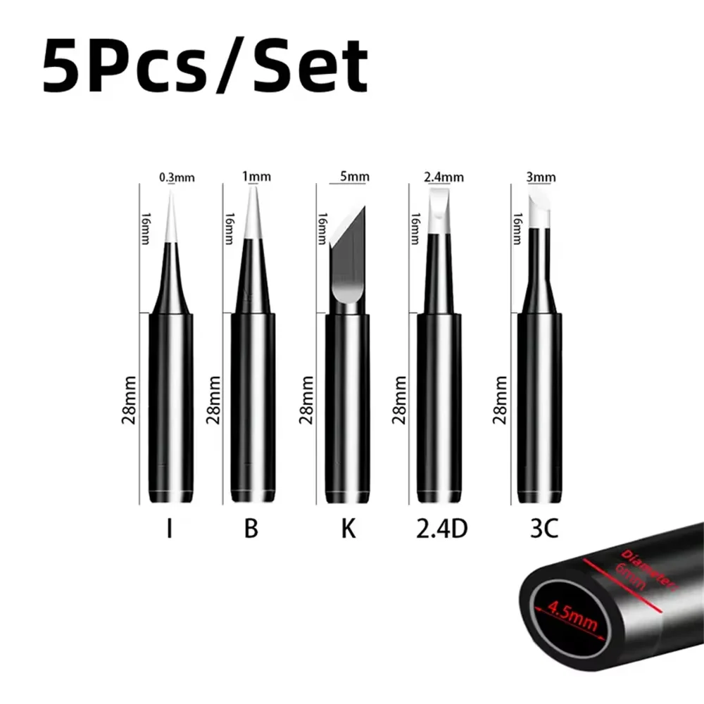 5pcs 900M Soldering Iron Tips Set, Copper Core Electric Soldering Bits for 936 Soldering Station image 5