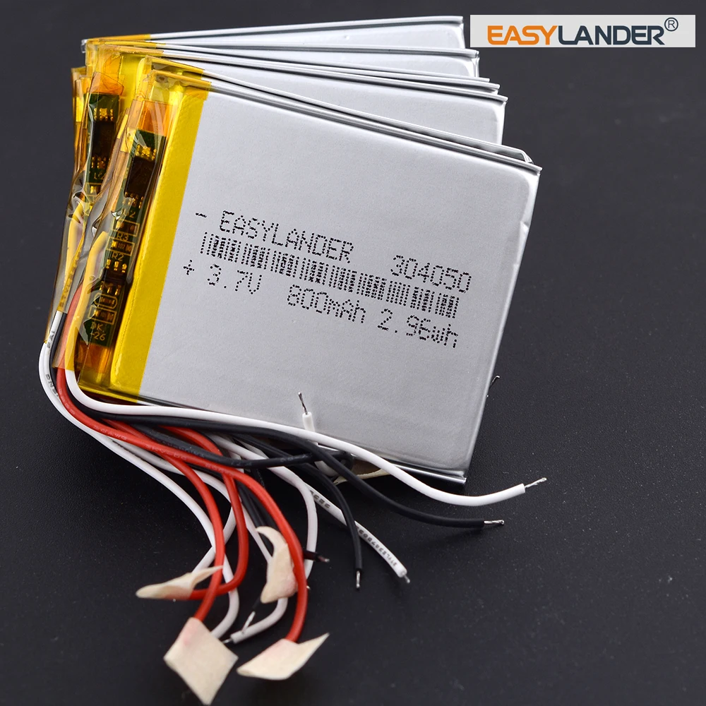  €3 VAT Included 10pcs Silicone Wires 3Wires Li-ion Polymer Battery  304050 3.7V 800mAh