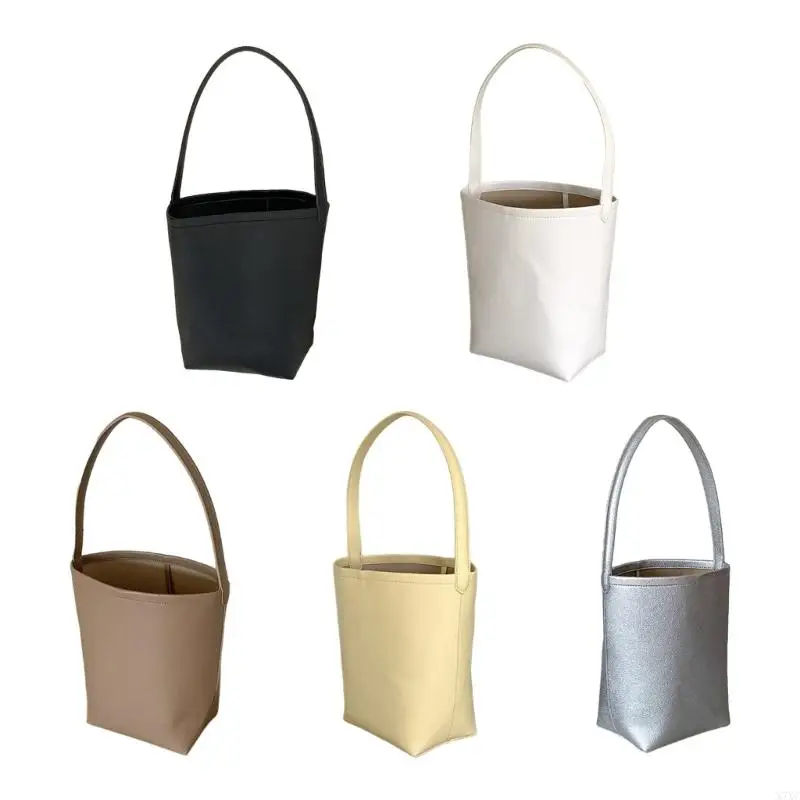 

X7XC 2023 Bucket Bags Simple Fashion Casual Bag Solid Color Purse Bag PU Shoulder Bag