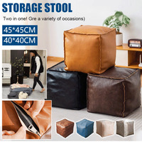 Luxurious Leather Footrest Ottoman Old Clothes Storage Home Use Soft Bench Slipper Exchange Low Chair Lazy Sofa