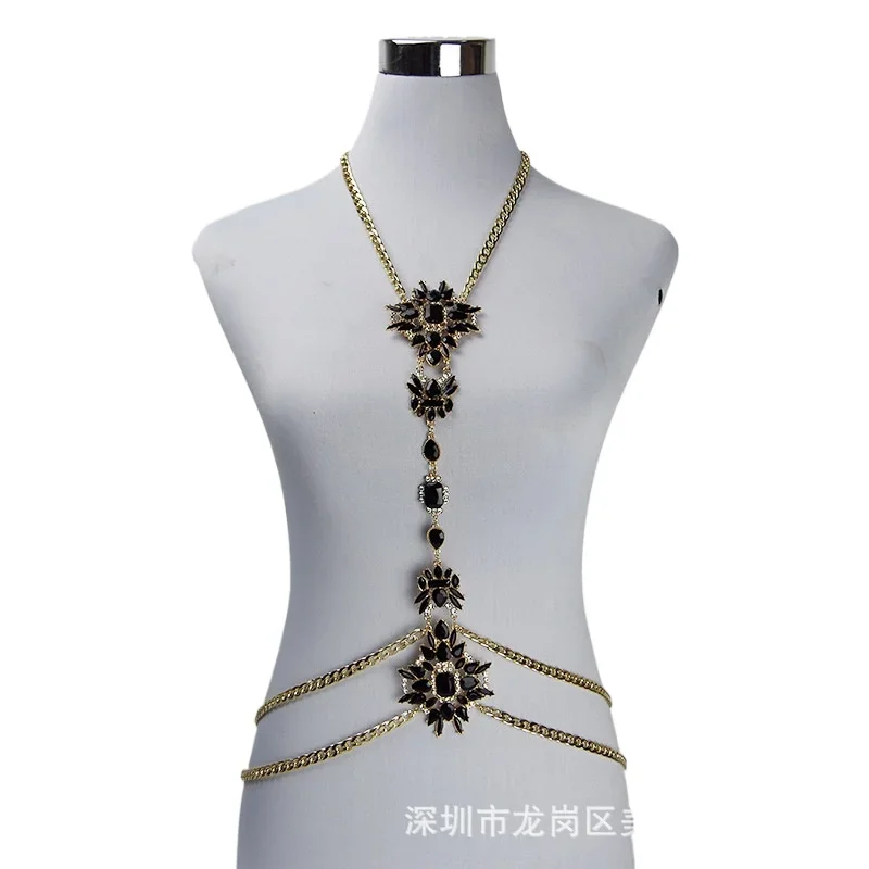 

High quality jewelry acrylic diamond alloy body chain European and American necklace jewelry