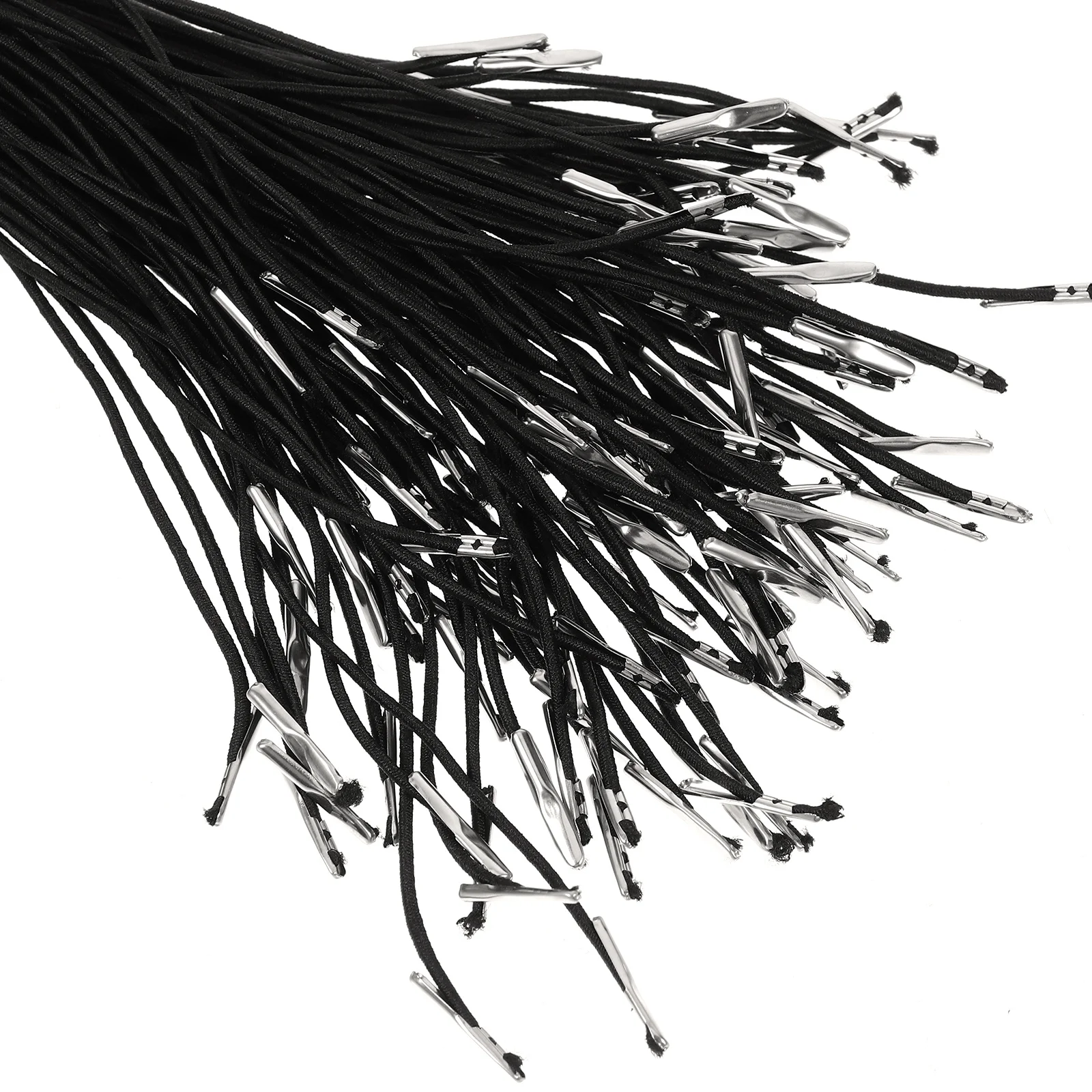 100 pçs cabo elástico farpado preto metal termina máscara extensível cinta extensor diy artesanato encadernação corda elástica resistente