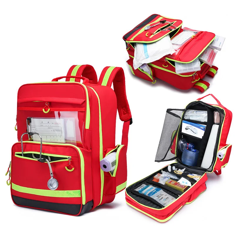 First Aid Kit Empty Emergency Backpack First Responder Trauma Bag Medical Supplies Case for Disaster Relief Field Trips Camping