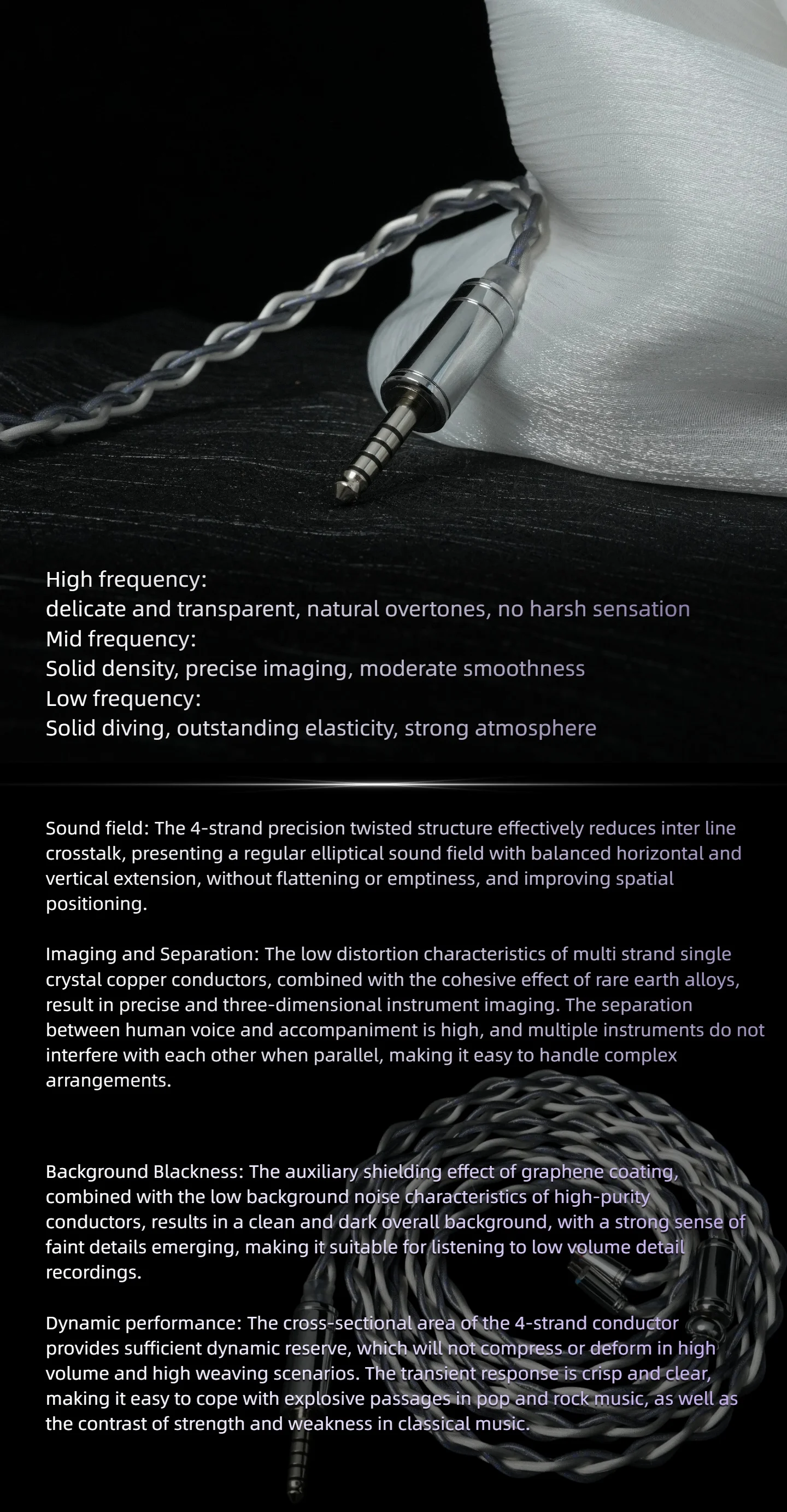 ZiSin346 IEM Upgrade-Kabel mit rhodiniertem Stecker und Pin, geeignet für MOONDROP X Crinacle DUSK IEM, 7Hz X Crinacle Zero 2 Kopfhörer. – Detail 10
