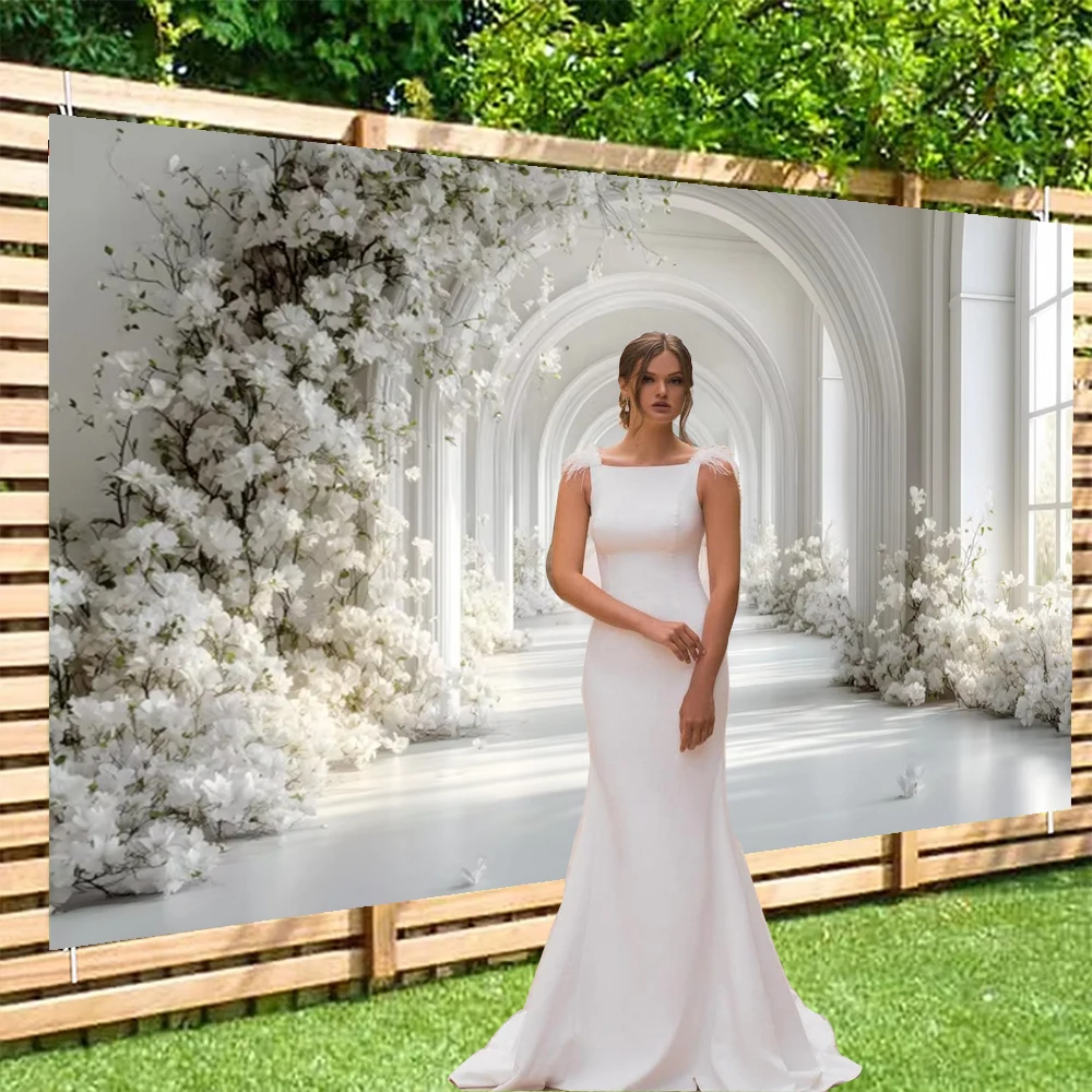 Floral Flower Romantic Wedding Arch Birthday Wedding Backdrop Girl Women Adult Art Portrait Photography Poster Wall Photo Studio