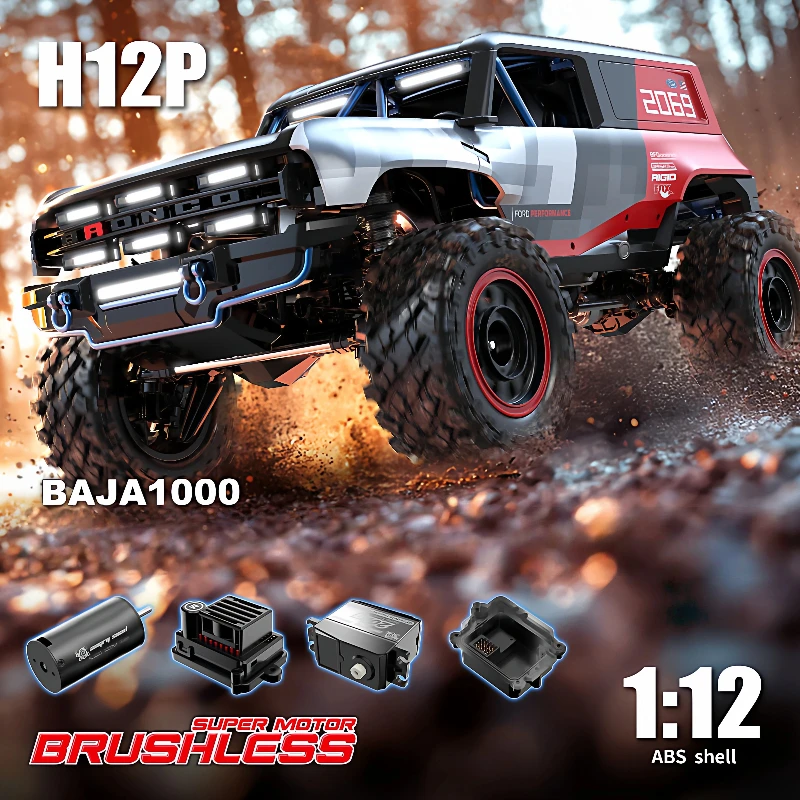 Mjx H12p Ford Bronco Brushless Crawler Alloy 4wd Electric Remote Control Off Road Vehicle Led Lights For Off Road Climbing
