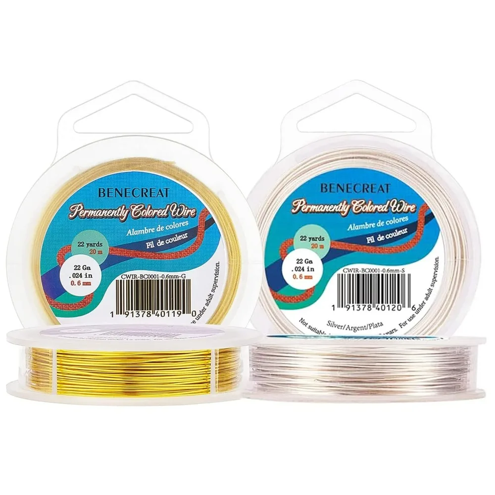 2 Rolls 22-Gauge Tarnish Resistant Silver/Gold Coil Wire 132-Feet/44-Yard in Total