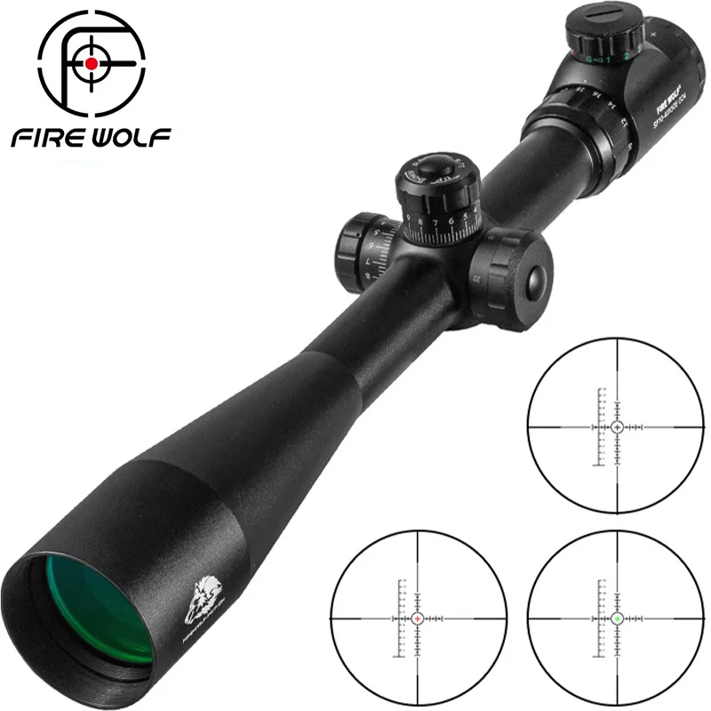 

Fire Wolf 10-40x50 E Scope Long Range Riflescope Side Wheel Parallax Optic Sight Rifle Hunting Scopes Sniper Rifle Sight