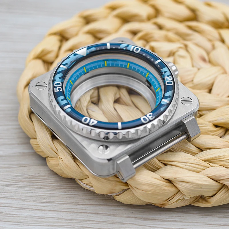 42มม.ใหม่นาฬิกาหน้าปัดทรงสี่เหลี่ยมกรณีสแตนเลสนาฬิกาผู้ชายเหมาะกับ Seiko NH35 NH36การเคลื่อนไหว20ATM กันน้ำนาฬิกาอะไหล่