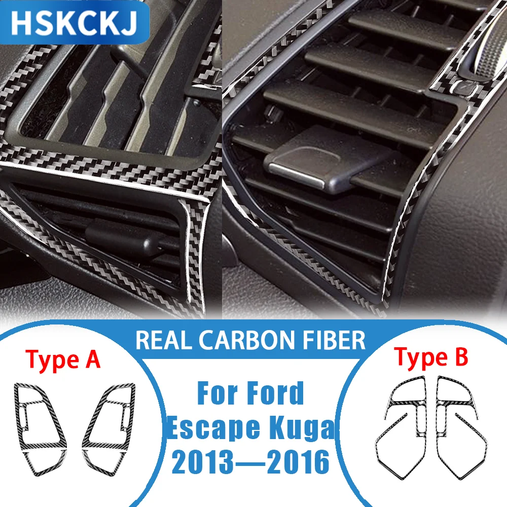 

For Ford Escape Kuga 2013—2016 Car Accessoreis Carbon Fiber Dashboard Air Vent Outlet Frame Decals Interior Cover Trim Sticker