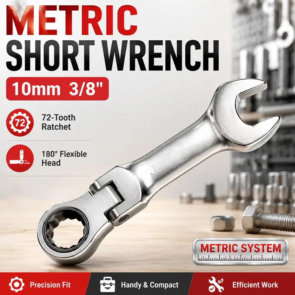 Mini Ratchet Wrench Chrome Vanadium Steel Imperial Double Ended Spanner Silver Rotating Repair Spoke Spanner Automotive Tool