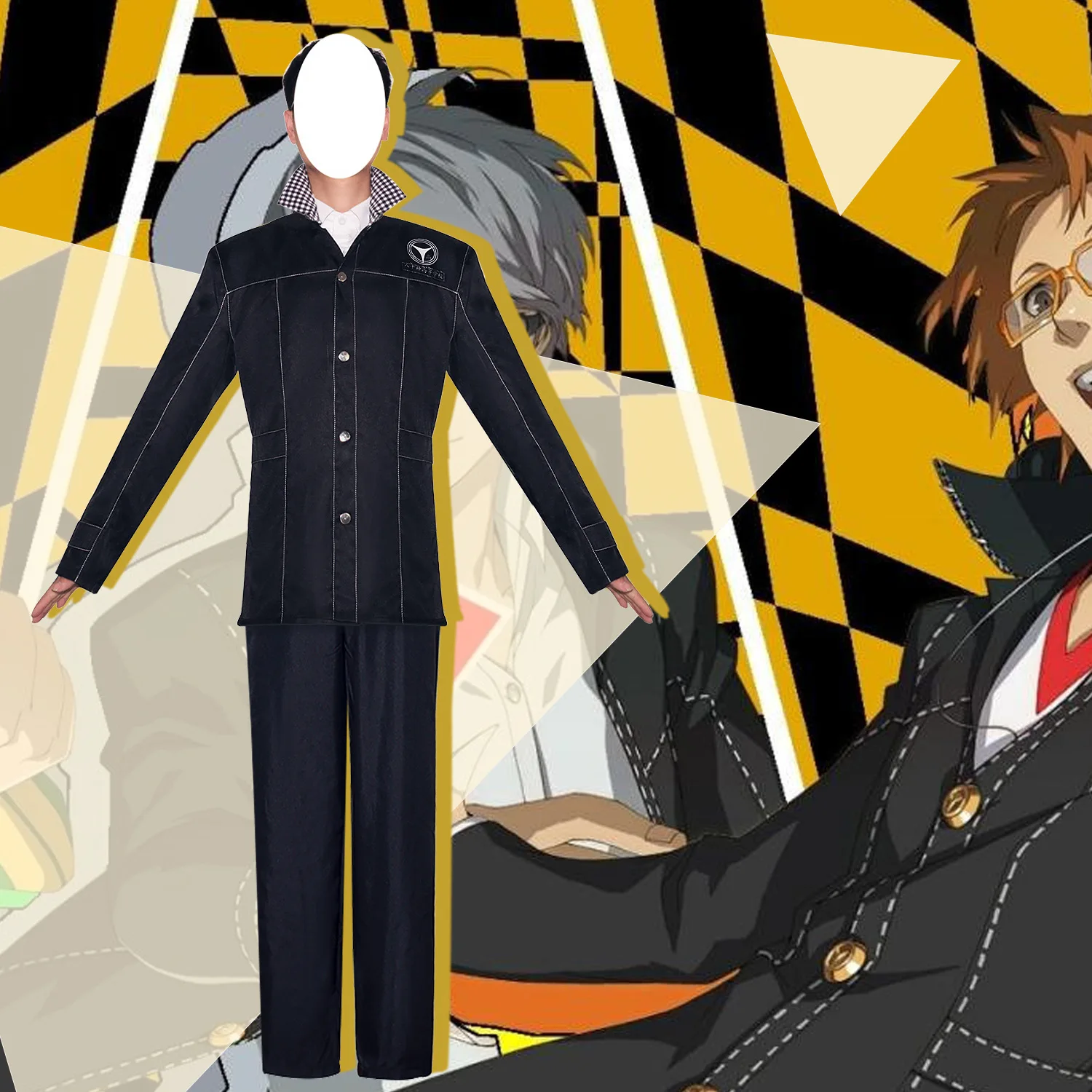 Shin Megami Tensei Persona 4 Anime Cosplay Traje, Yasogami Yu Narukami, Uniforme Escolar, Terno Masculino, Roupas de Halloween, Adulto