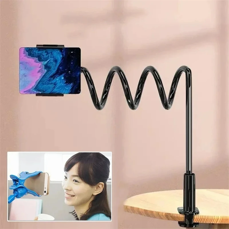 

128cm Phone Holder Stand Lazy Bracket Headrest Bed 360 Flexible Long Arms Clamp Mount for IPhone Samsung and 3.5~6.7" Device Big