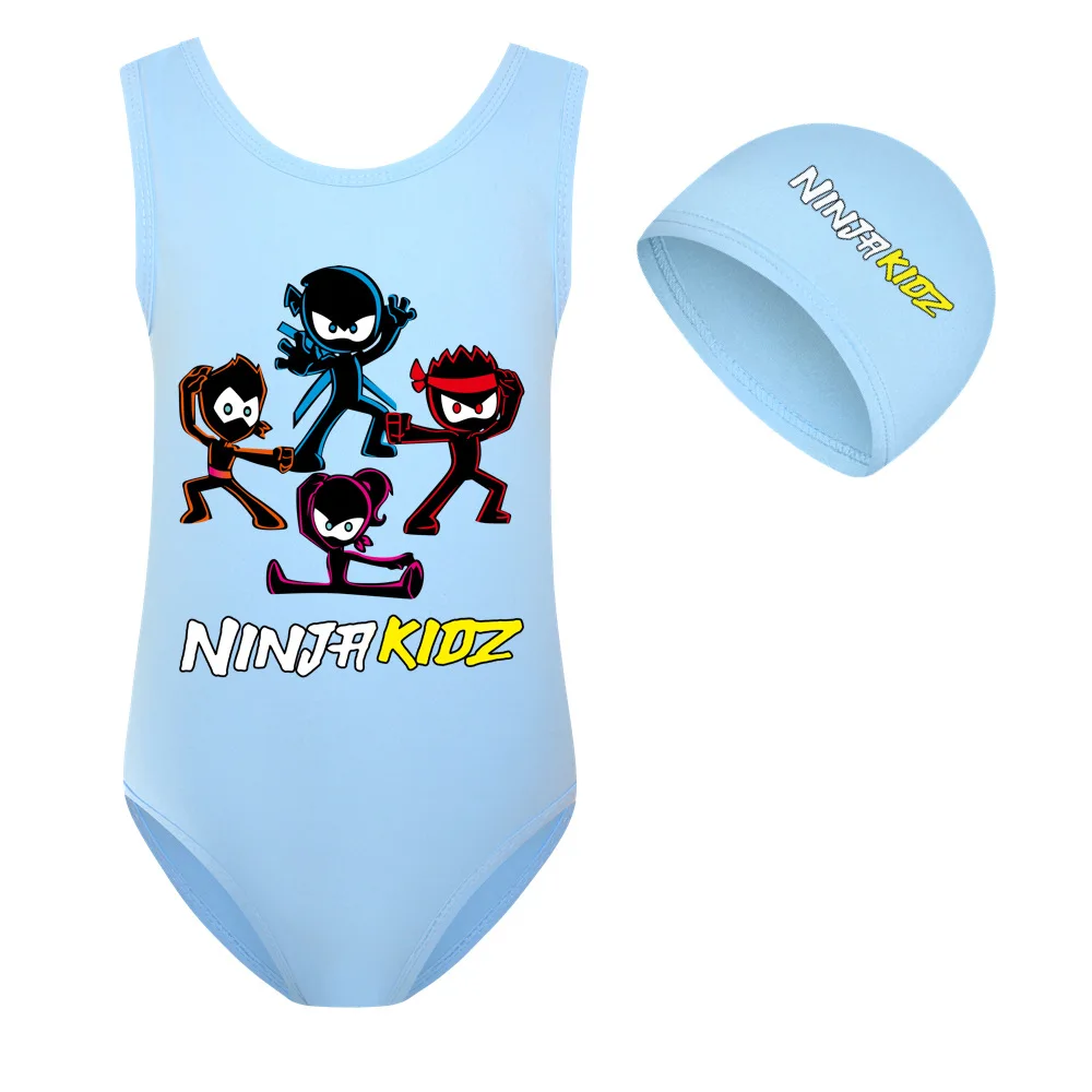 NINJA KIDZ Toddler Swimwear Baby Girl Favors Babys Swimsuit Swim Cap Kids Swimwear for Girls Summer Bathing Suit