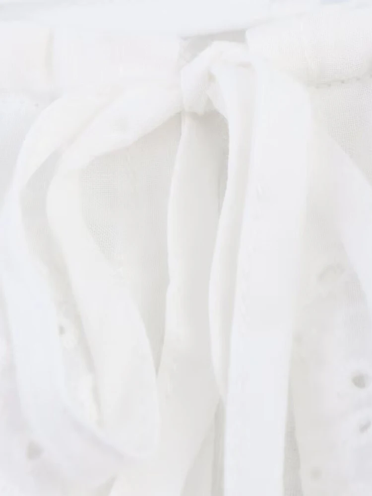 New summer women's clothing Fashion hollow embroidery layered decorative sleeveless tops high waist A-line casual shorts