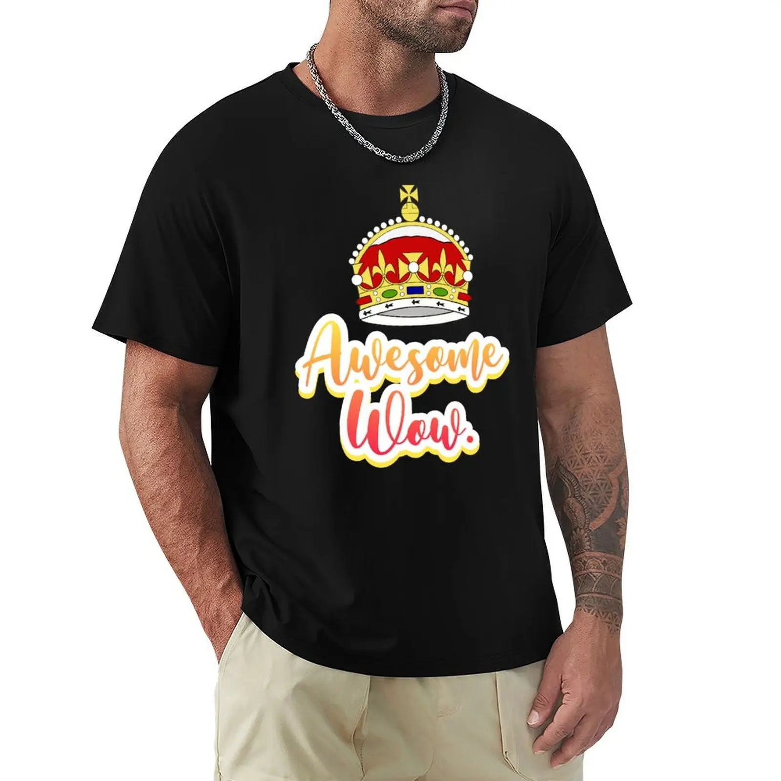 

Hamilton king george awesome wow quote sticker T-Shirt Soft Basic Cotton Short Sleeve Tee