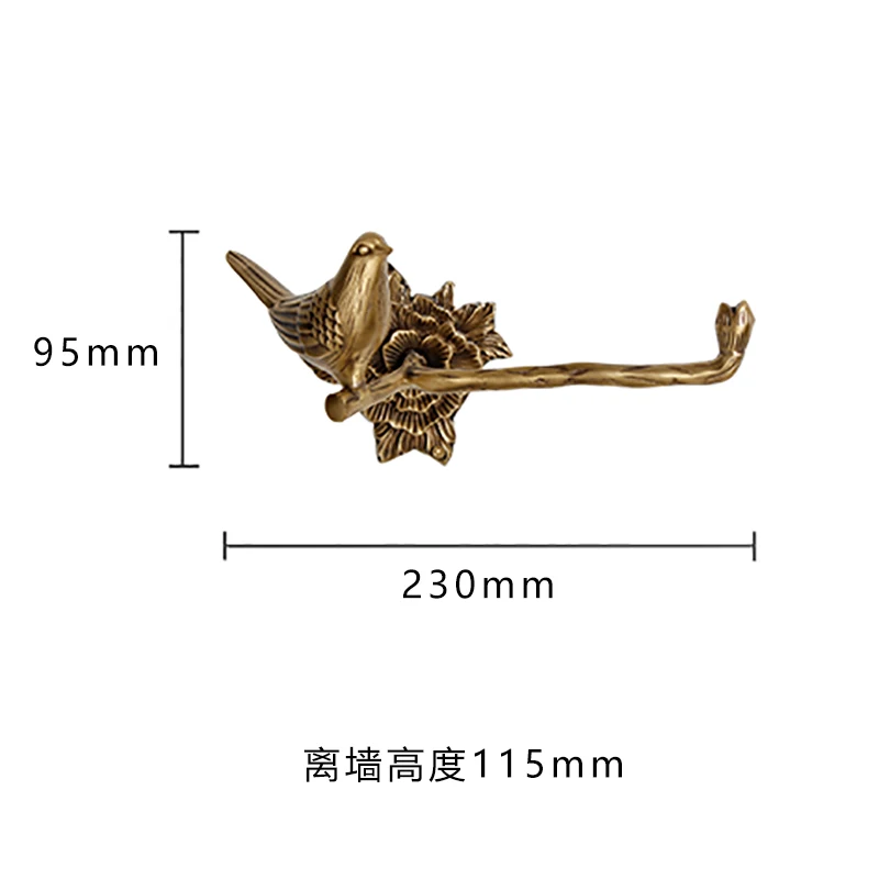 European-style all-copper bird hanging rod Retro wall decoration Model room Bathroom bathroom hanging rod Towel ring